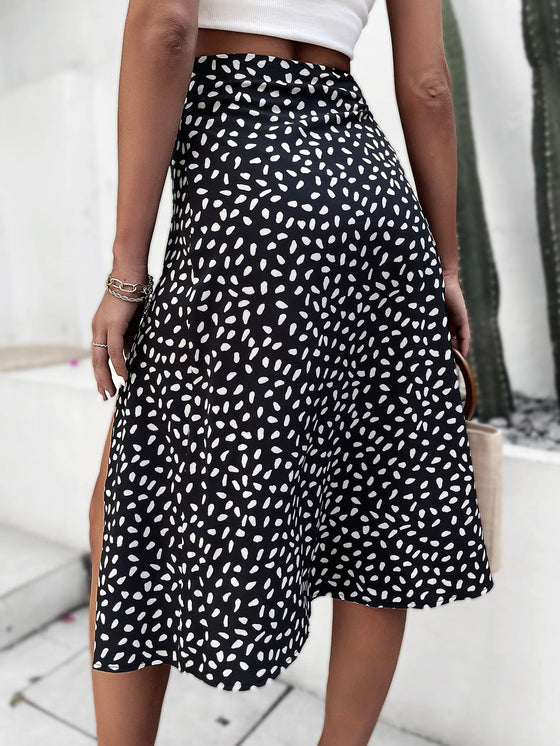 Split Thigh Allover Print Skirt