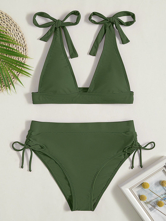 Knot Shoulder Bikini Swimsuit