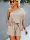 One Shoulder Batwing Sleeve Romper