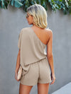 One Shoulder Batwing Sleeve Romper