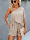 One Shoulder Batwing Sleeve Romper