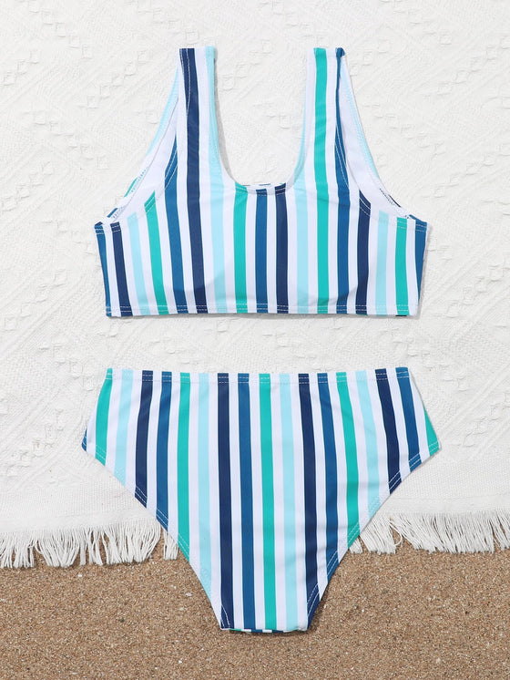 Girls Striped Bikini Swimsuit