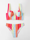 Striped Underwire Bikini Swimsuit