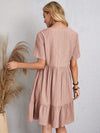 EMERY ROSE V neck Solid Ruffle Hem Smock Dress