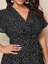 Plus Polka Dot Belted A line Dress