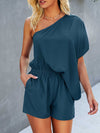 One Shoulder Batwing Sleeve Romper