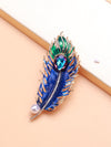 Faux Pearl Rhinestone Decor Feather Design Brooch