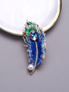 Faux Pearl Rhinestone Decor Feather Design Brooch