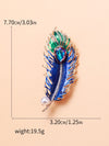 Faux Pearl Rhinestone Decor Feather Design Brooch