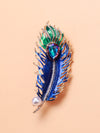 Faux Pearl Rhinestone Decor Feather Design Brooch