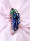 Faux Pearl Rhinestone Decor Feather Design Brooch