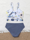 Girls Plant Print Wrap Bikini Swimsuit