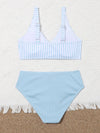 Girls Striped Rib Bikini Swimsuit