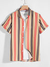 Men Vertical Striped Button Up Shirt Without Tee