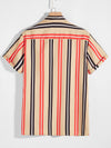 Men Vertical Striped Button Up Shirt Without Tee