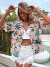 Tropical Print Button Front Shirt