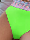 Neon Green Tankini Set Contrast Trim Cami Top High Waist Bikini 2 Piece Swimsuit