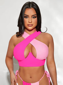  Colorblock Cut out Underwire Bikini Top