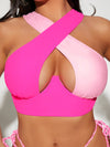 Colorblock Cut out Underwire Bikini Top