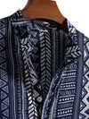 Men Allover Geo Print Half Button Shirt