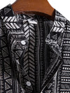 Men Allover Geo Print Half Button Shirt