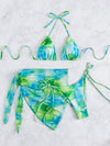 3pack Tie Dye Halter Bikini Swimsuit Beach Skirt