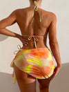 3pack Tie Dye Halter Bikini Swimsuit Beach Skirt