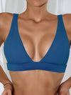 Plain Ribbed V Neck Bikini Top