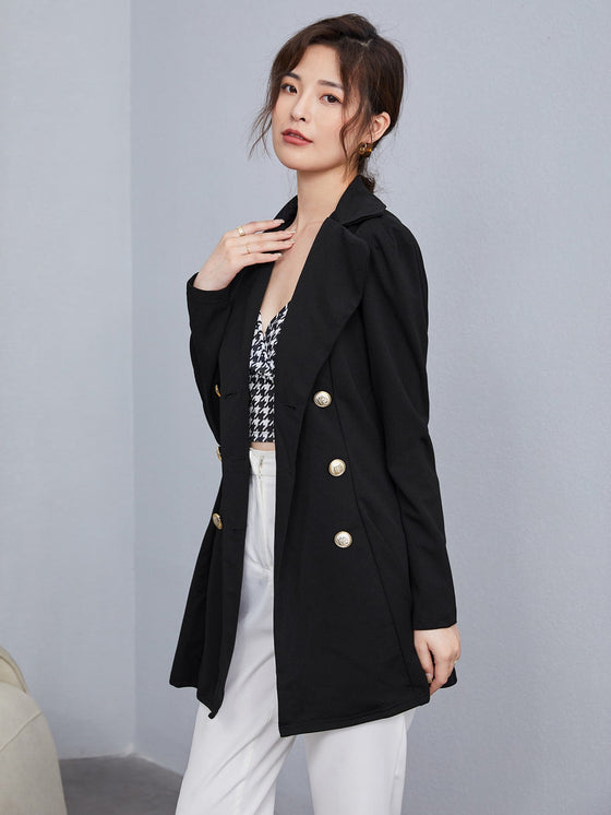 Notch Collar Double Breasted Blazer Mini Dress