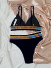 Contrast Trim Triangle Bikini Swimsuit