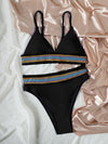 Contrast Trim Triangle Bikini Swimsuit