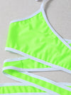 3pack Neon Lime Contrast Binding Halter Bikini Swimsuit