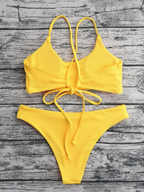 Plain Rib Bikini Swimsuit