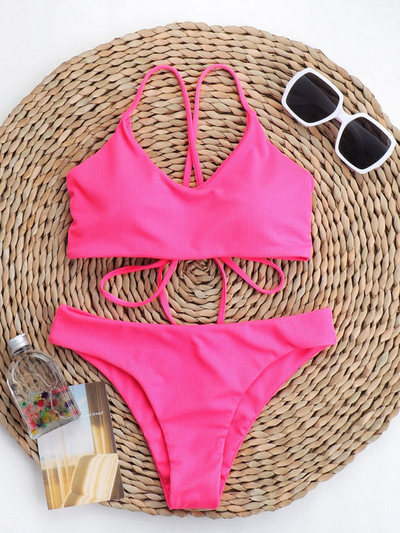 Plain Rib Bikini Swimsuit