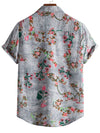 Men Random Flower Print Button Front Shirt