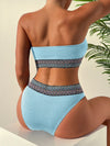 Contrast Tape Bandeau Bikini Swimsuit