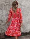 Ditsy Floral Deep V neck Ruffle Hem Dress