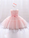 GIRLS Baby Girls' Mesh Puff Princess Dress With Butterfly Knot & Headband For First Birthday/party