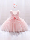 GIRLS Baby Girls' Mesh Puff Princess Dress With Butterfly Knot & Headband For First Birthday/party