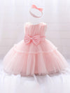 GIRLS Baby Girls' Mesh Puff Princess Dress With Butterfly Knot & Headband For First Birthday/party