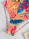 Tropical Print Ruffle Trim One Piece Swimsuit