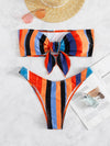 Striped Knot Bandeau Bikini Swimsuit