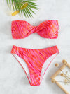 Zebra Stripe Twist Bandeau Bikini Swimsuit