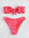 Zebra Stripe Twist Bandeau Bikini Swimsuit