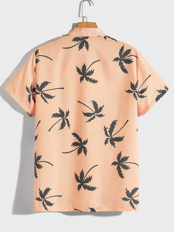 Men Tropical Print Button Through Shirt