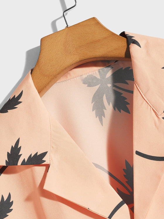 Men Tropical Print Button Through Shirt