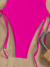 Drawstring Plunging One Piece Swimsuit