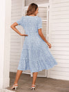 Gingham Puff Sleeve Ruffle Hem Smock Dress