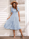 Gingham Puff Sleeve Ruffle Hem Smock Dress