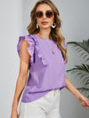 Ruffle Armhole Solid Top